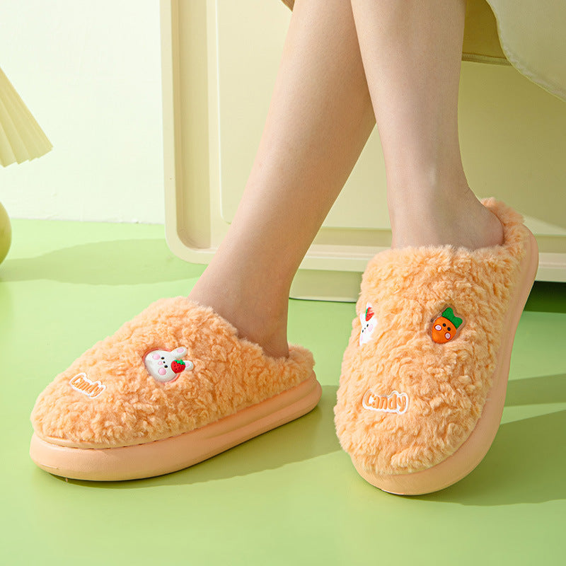 Wholesale thickened winter home warm cotton shoes stepping on feces feeling comfortable slippers